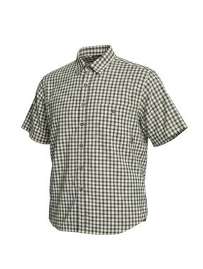 Patagonia Mens XL Plaid Short Sleeve Button Up Shirt Gray Cream Outdoor